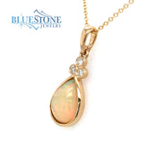 14 Karat Yellow Gold Pendant with One 11mm x 8mm Pear Cut Cabochon Nat